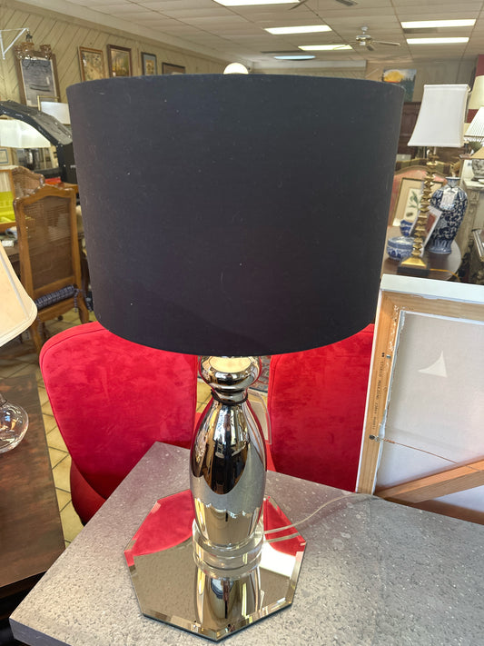 Silver Metallic Lamp w/ Black Shade