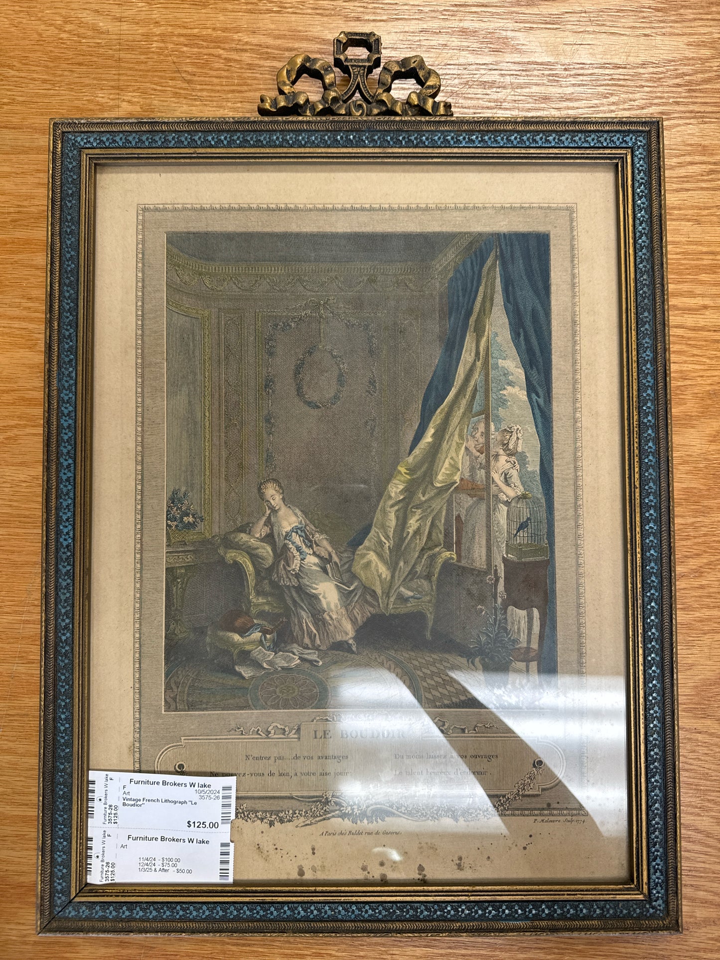 Vintage French Lithograph "Le Boudior"