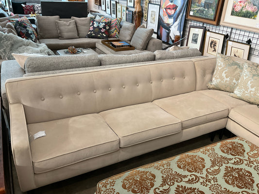 Sectional, Modern L Shape - Microfiber Cream 6'5 x 8'6 x 27 1/2D x 30H