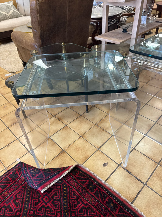 Acrylic Waterfall Glass Top Side Table