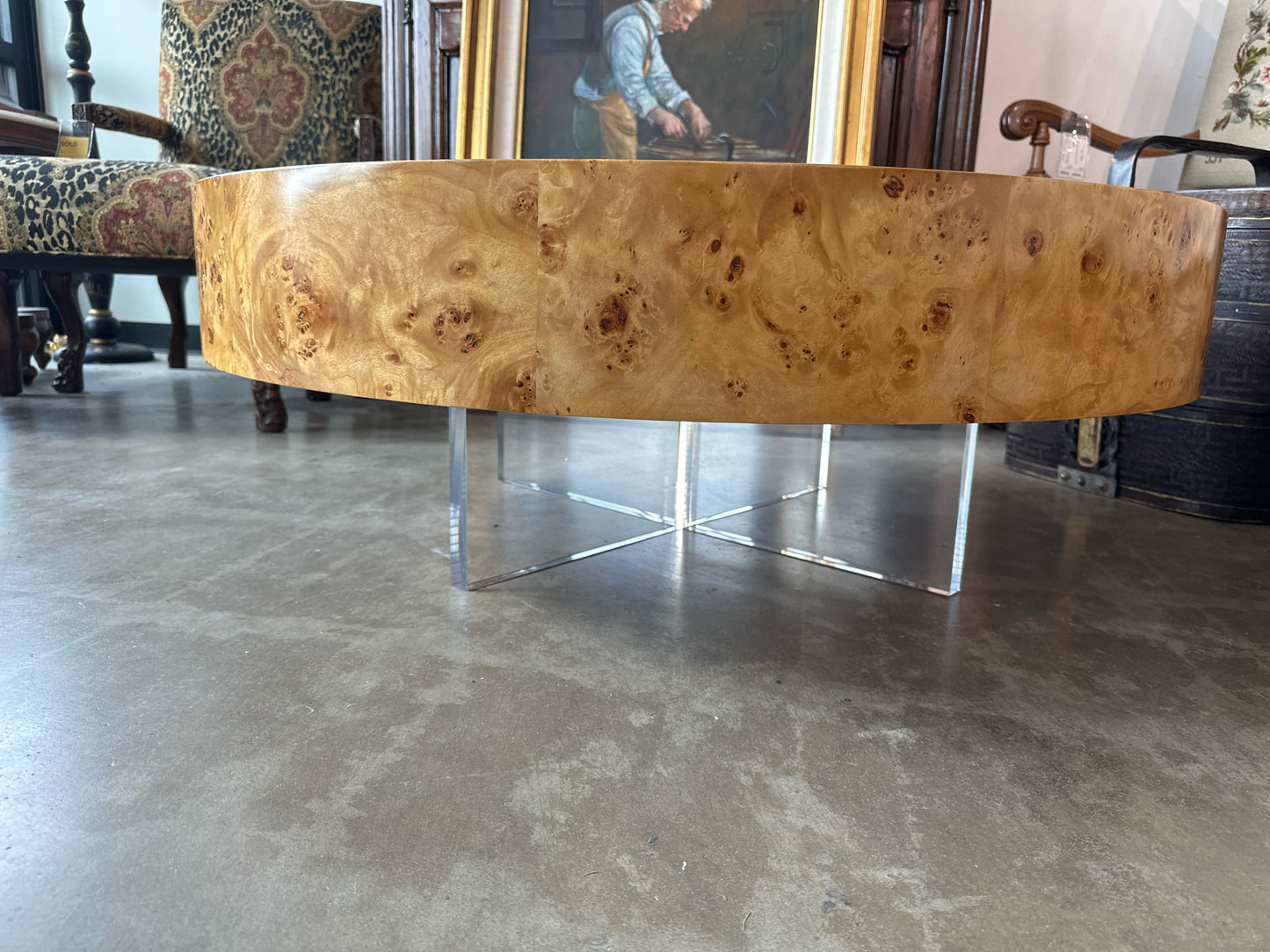 Jonathan Adler Round Acrylic Base Coffee Table 40"