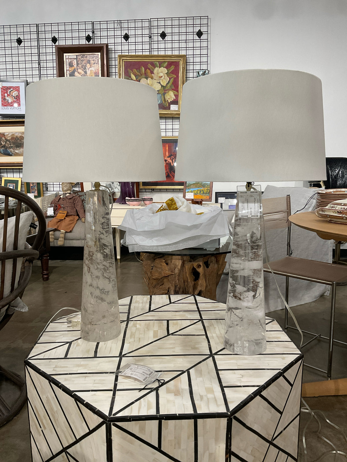 PAIR Large Odessa Crystal Table Lamp