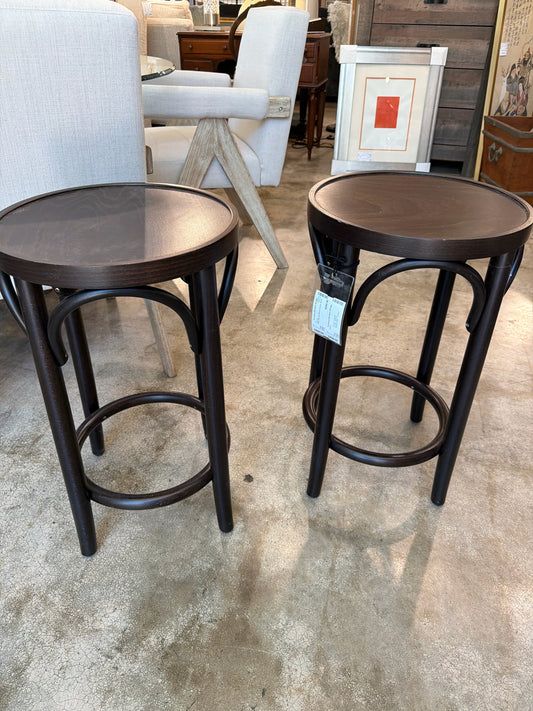 PAIR TON Dark Brown Counter Stools