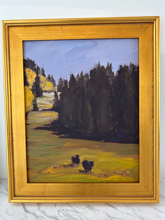 Original Oil on Panel "Mountain Pass" by TX artist Laurel Daniel, 21" x 25"