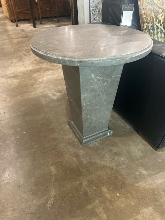 Four Hands  Round Marble Pedestal End Table