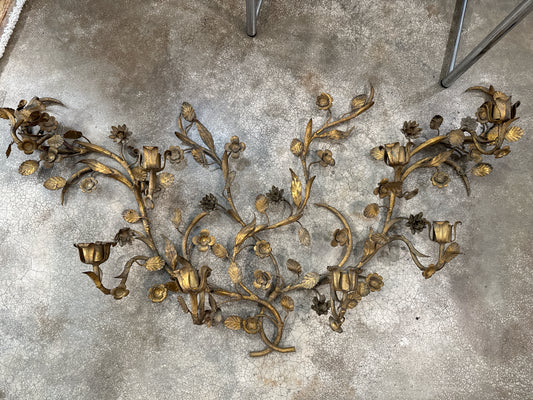 Vintage Italian Metal 8-Light Candle Wall Sculpture