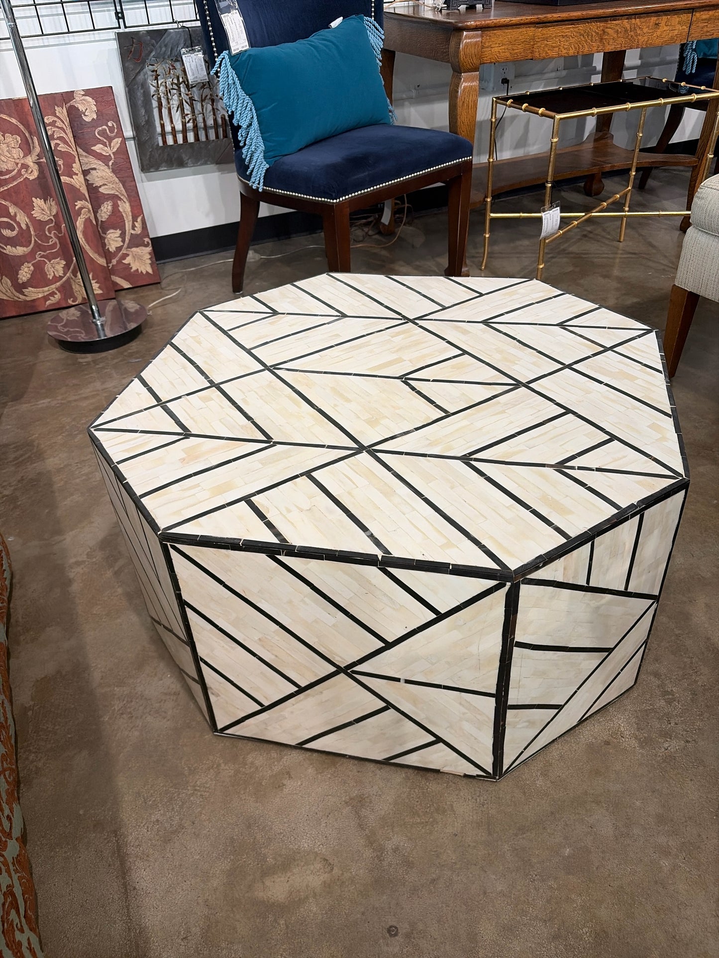 Nola Geometric Bone Inlay Coffee Table