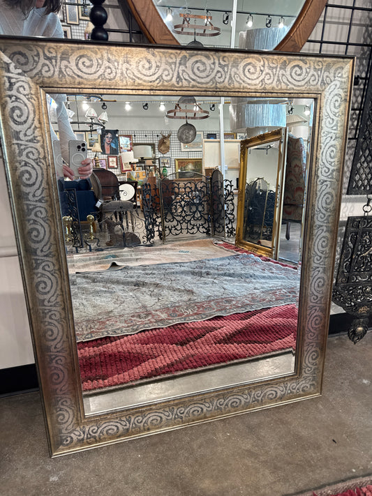 Martin Aborn Beveled Glass Mirror in Silverleaf Frame, Made in Italy 31x37"