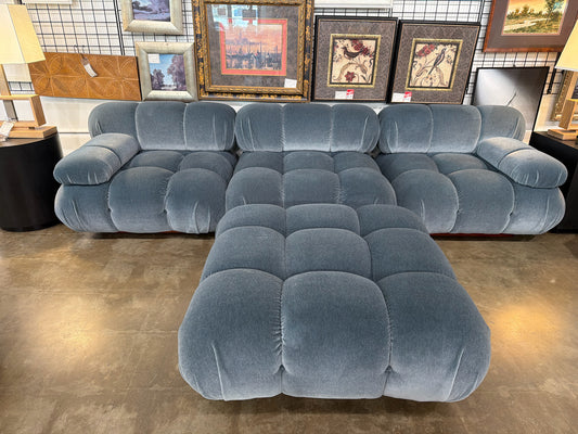 B & B Italia "Cameleonda" Velvet Mohair Sectional Walnut Base-4 Pieces