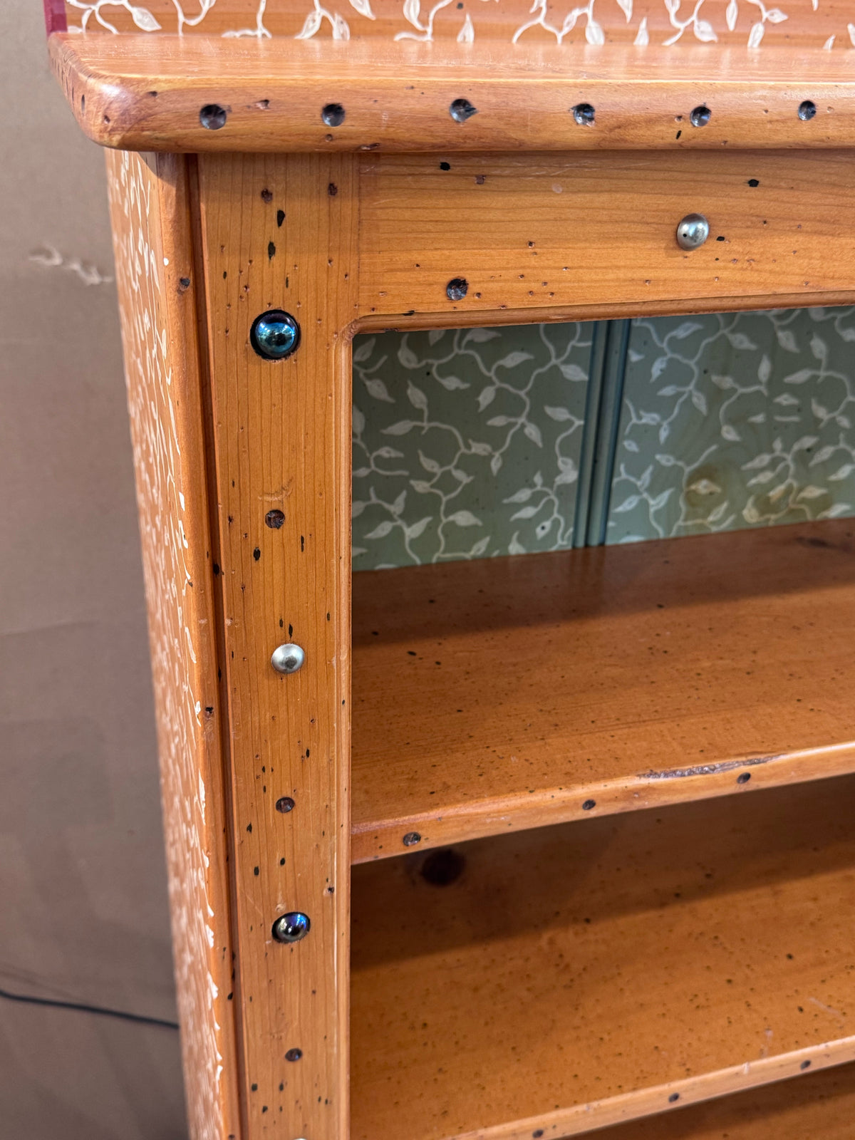 David Marsh 4-Shelf Pine Bookcase w/ Jewel Trim (signed/dated on back)