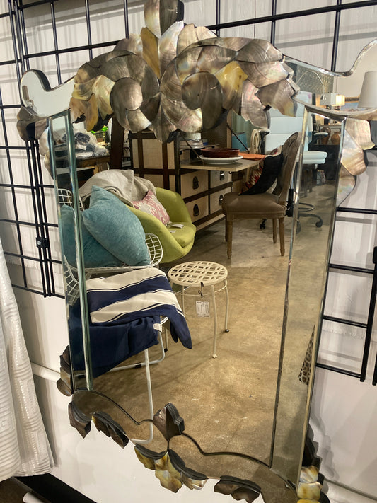 Venetian Style Beveled Mirror with Mother-of-Pearl Design (25" x 33")