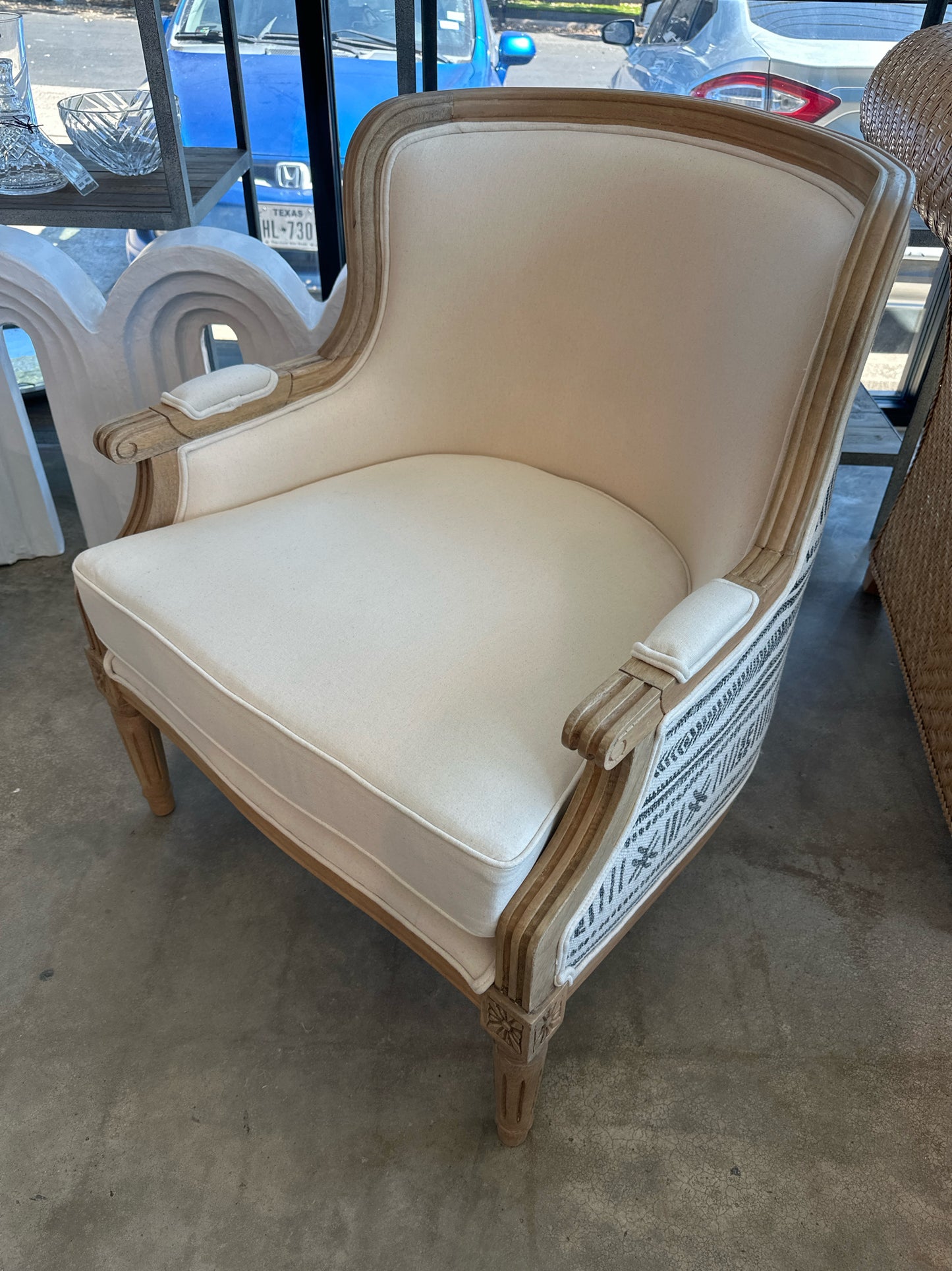 French Look Arm Chair w/ Black/White Upholstered Back