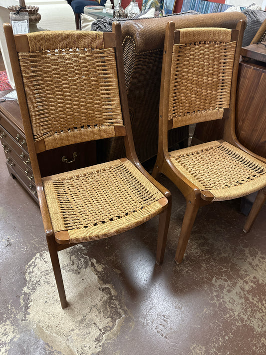 SET of 4 of MCM Hans Wegner Chairs with Woven Seats/Backs