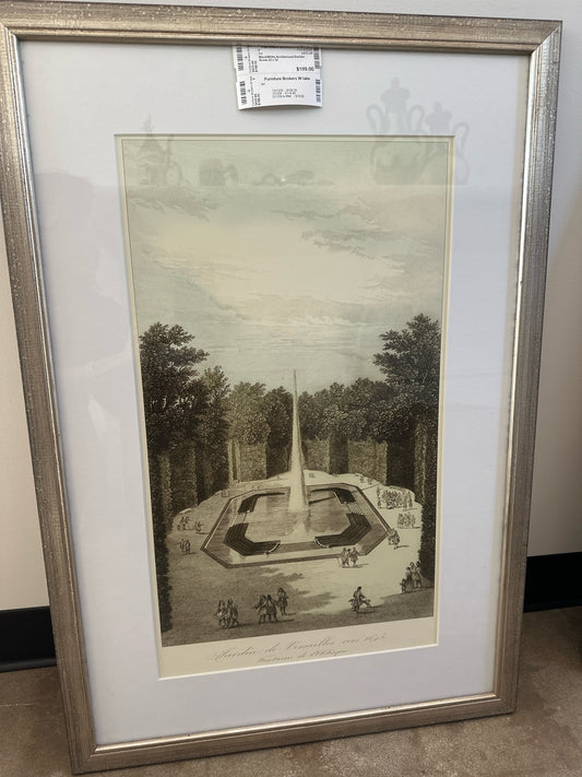 Black/White Architectural Garden Scene 22 x 32