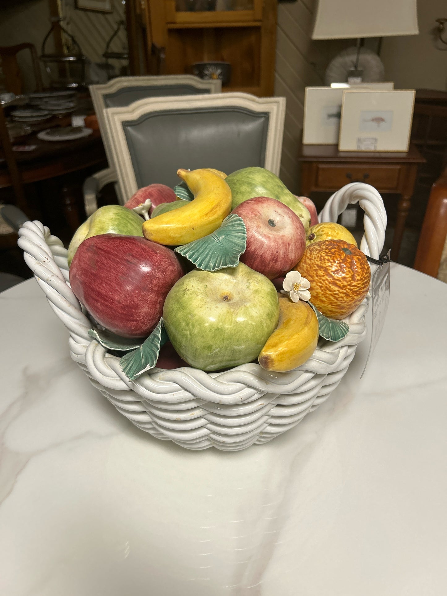 Italian Ceramic Basket With Fruit