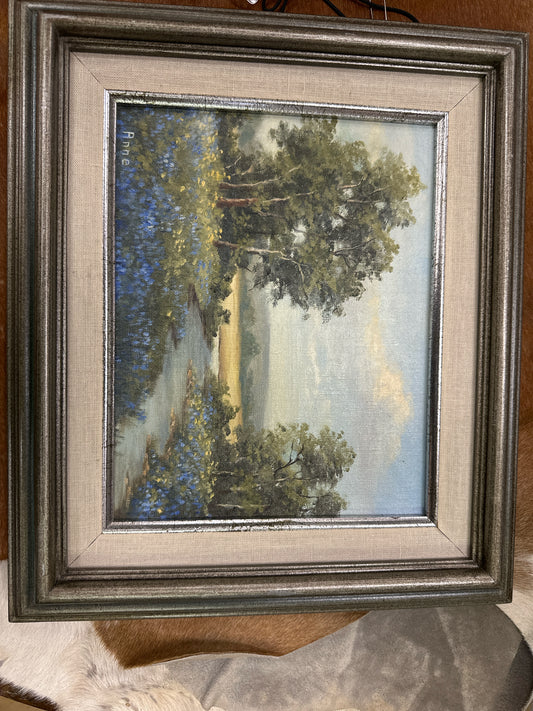 Bluebonnets in Gray/Blue Frame signed Anne