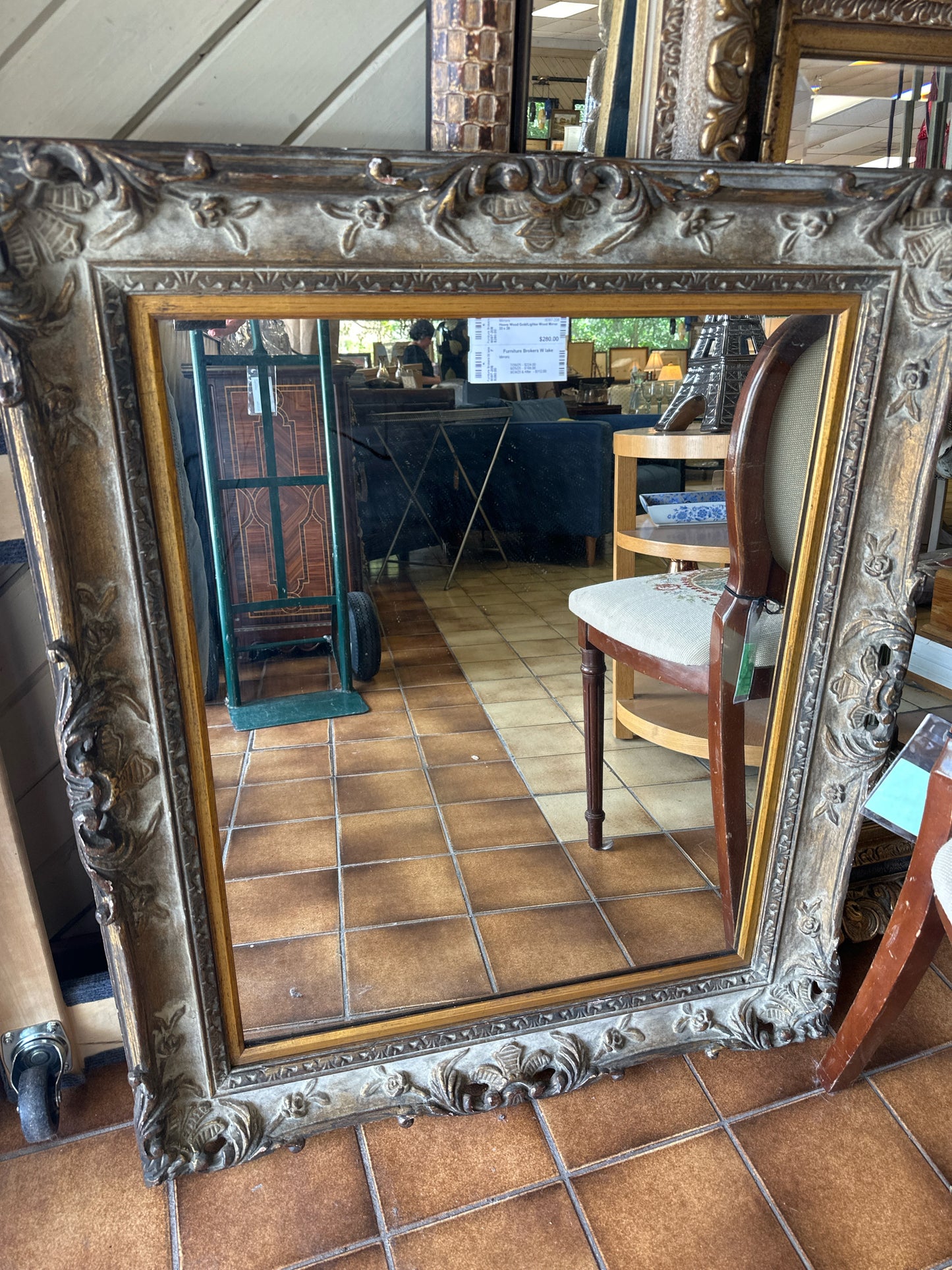 Heavy Wood Gold/Lighter Wood Mirror 33 x 39