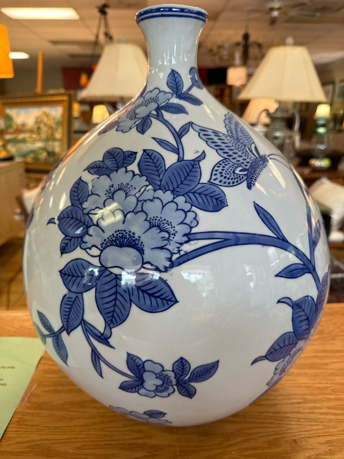 Three Posts Swaney Handmade Porcelain China Table Vase, Blue & White