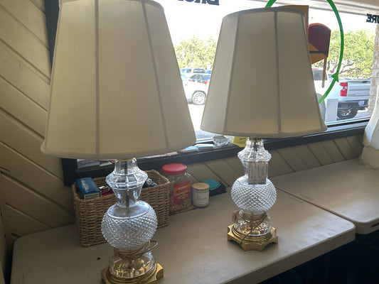 PAIR of Crystal Wedgewood Lamps