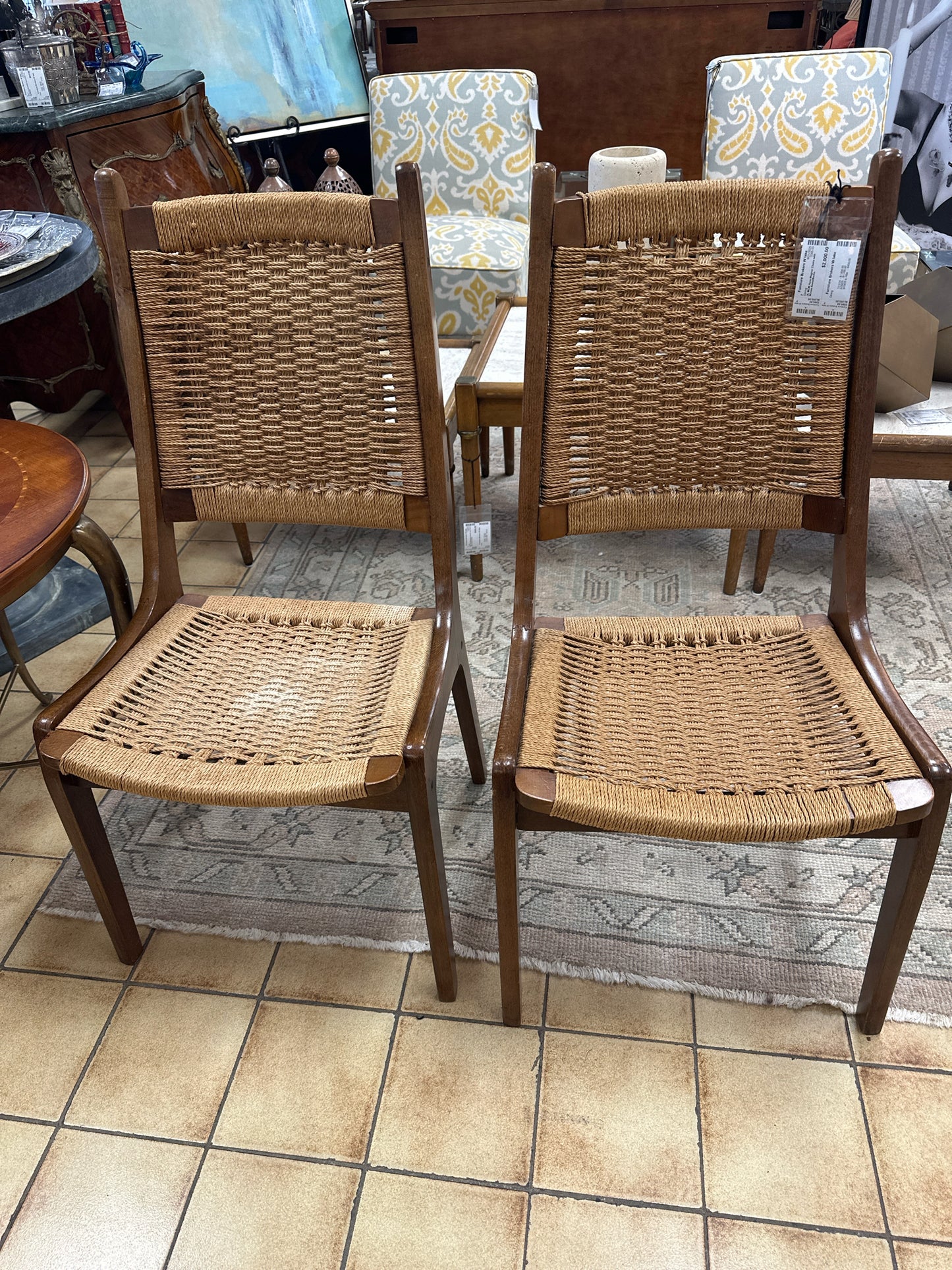 SET of 4 of MCM Hans Wegner Chairs with Woven Seats/Backs