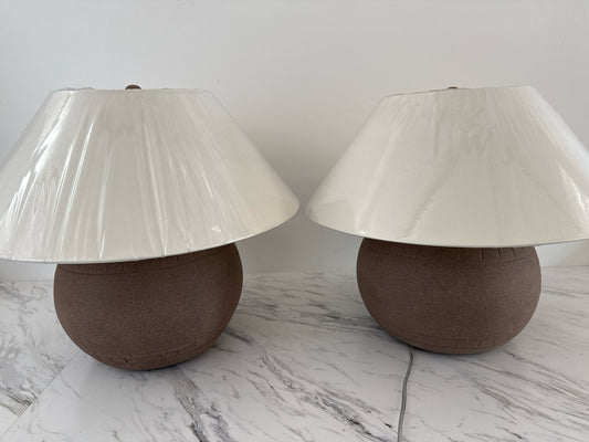 PAIR of Four Hands Honus Dark Sand Porcelain Lamps with Shades (New)