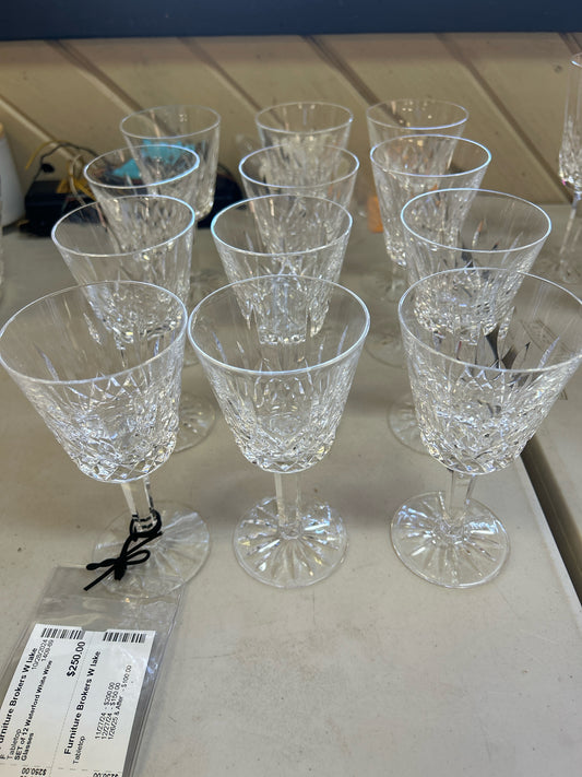 SET of 12 Waterford White Wine Glasses