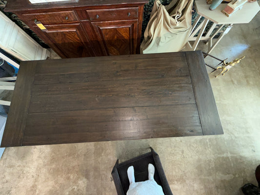 RH Black Trestle Dining Table w/2 Leaves in Felt Bags