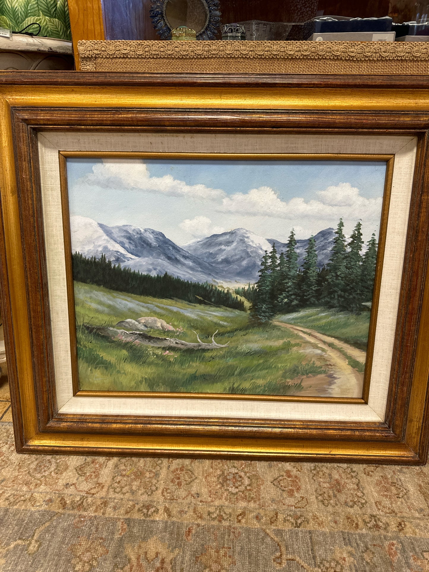 Original Oil Painting of Mountain Scene, 29" x 25"