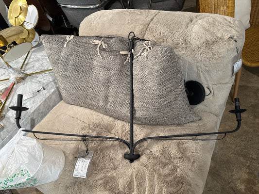 NEW Black Metal Pendant Light w/ 2 Linen Shades