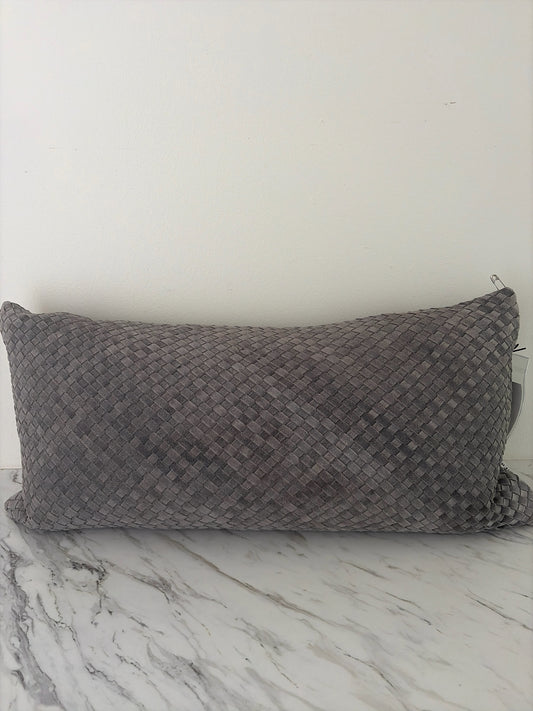 Grey Suede Lumbar Pillow