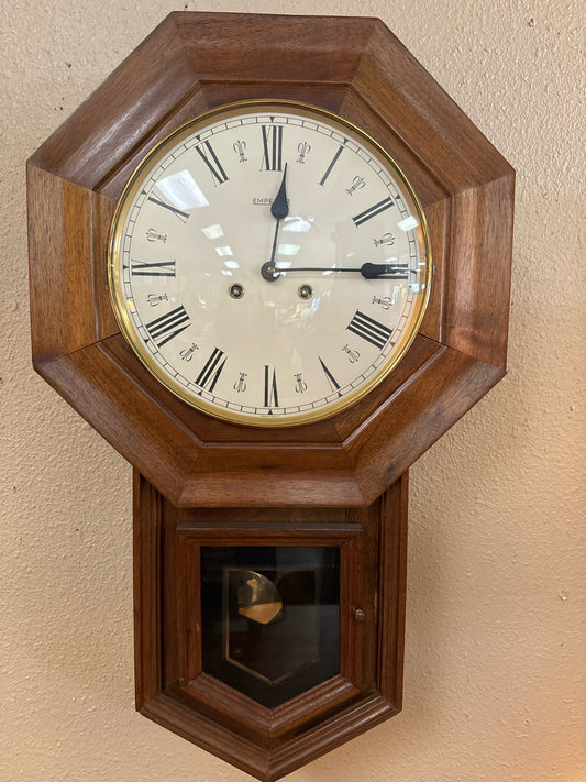 Vintage Wood Chiming Clock by Emperor West Germany (runs fine, has key)